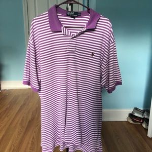 Purple/ White Stripped Ralph Lauren Collared Shirt